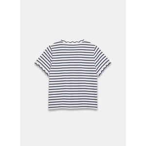 Mint Velvet Cream Striped Scallop Trim T Shirt